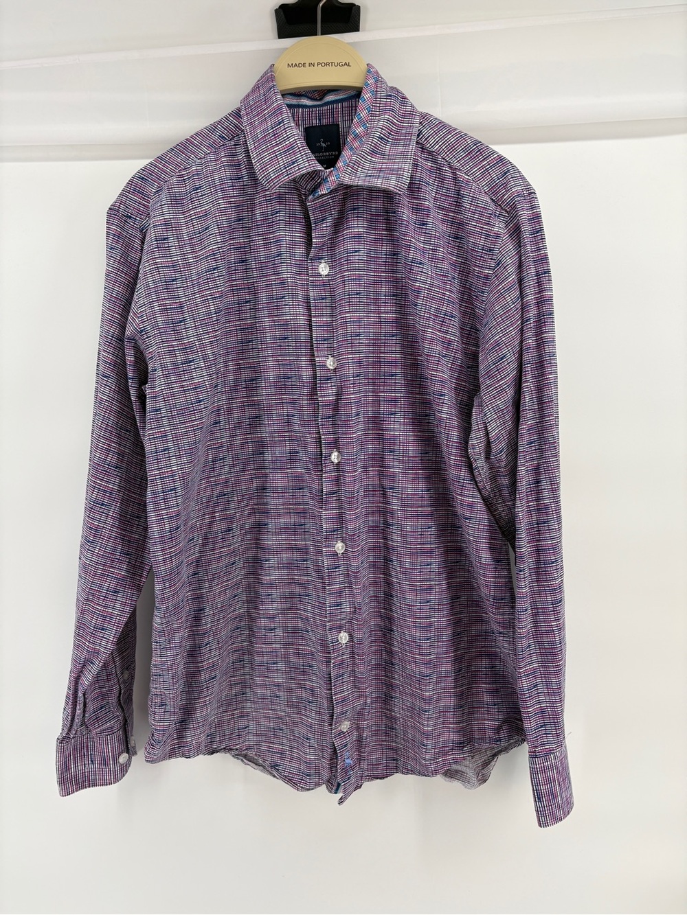 TailorByrd Collection Men’s M Purple Blue Plaid Button Front Long Sleeve Shirt